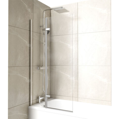 Polished Chrome 745mm Centre Hinged Square Corner Bath Shower Screen