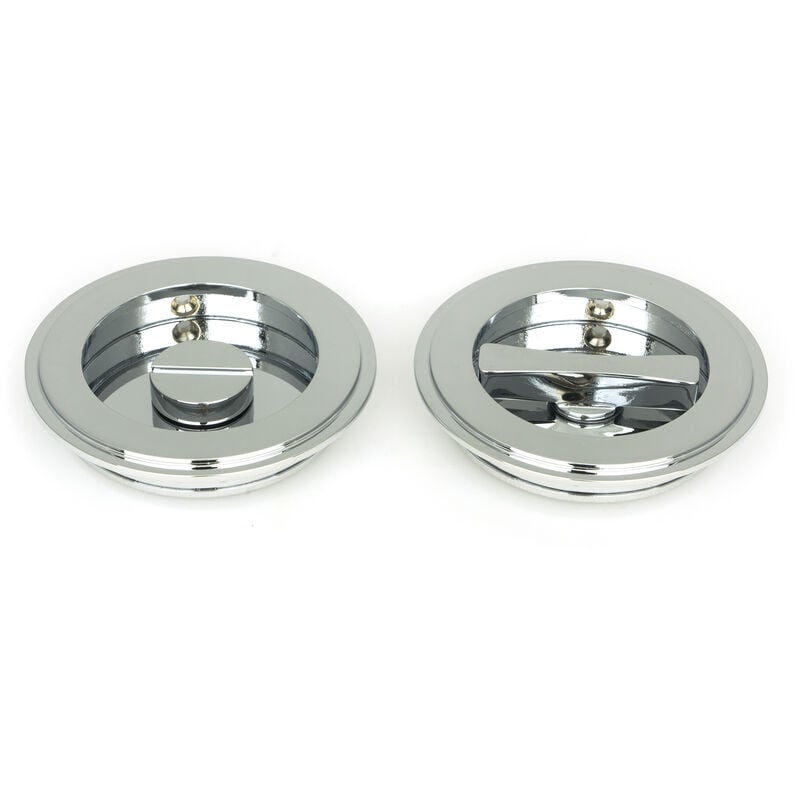 From The Anvil - Polished Chrome 75mm Art Deco Round Pull - Privacy Set