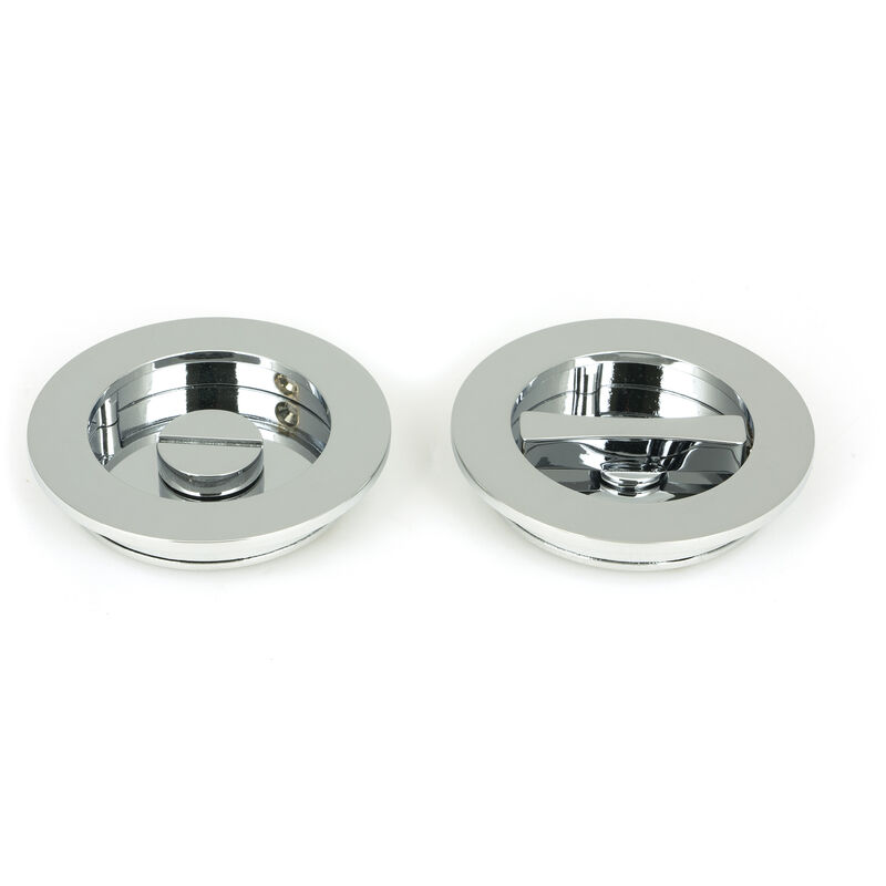 From The Anvil - Polished Chrome 75mm Plain Round Pull - Privacy Set