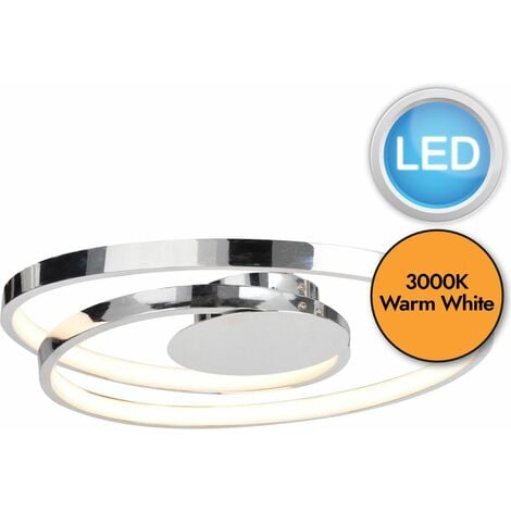 FIRST CHOICE LIGHTING Polished Chrome LED Swirl Flush Fitting