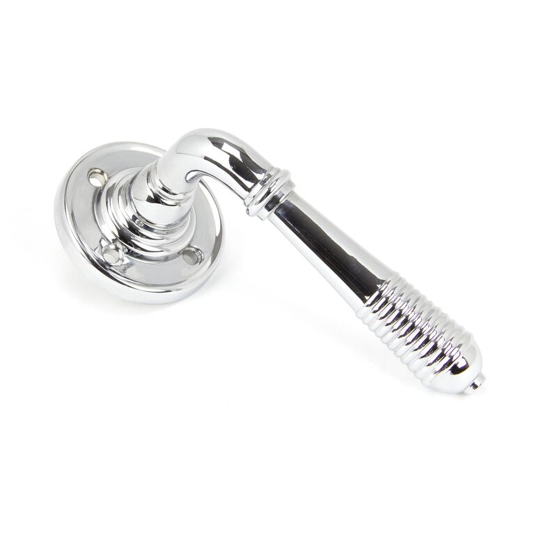 Polished Chrome Reeded Lever on Rose Set - From The Anvil