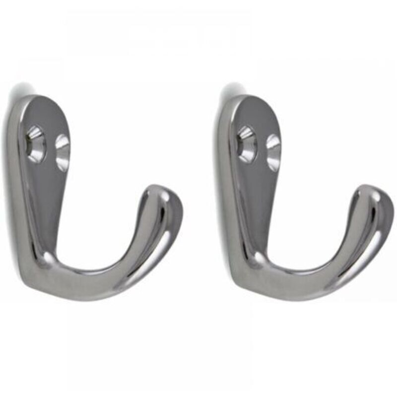 Tehtuy Polished Chrome Screw Hooks, 41 Mm High, For Kitchen And Bathroom Furniture, Towel Rails, Coat Racks