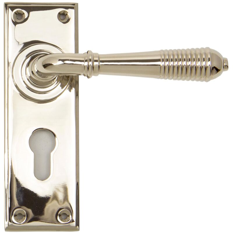 From The Anvil - Polished Nickel Reeded Lever Euro Lock Set