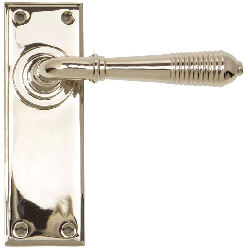 Polished Nickel Reeded Lever Latch Set - From The Anvil