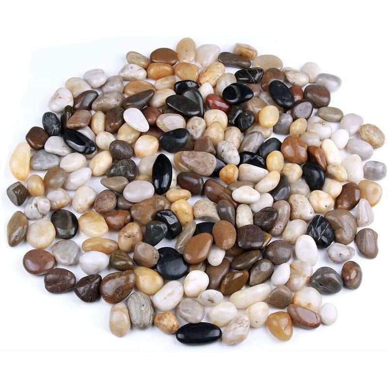 Polished Pebble Gravel, Natural Polished Mixed Color Stones, Small River Rock Decorative Stones (Mixed Colors-1.5kg) Modou