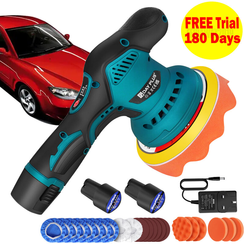 Polisher Buffer Cordless Car Polisher Buffer Sander with 6 Sandpapers, Portable Buffer Polisher Kit with 2 Pack Rechargeable Batteries, Electric