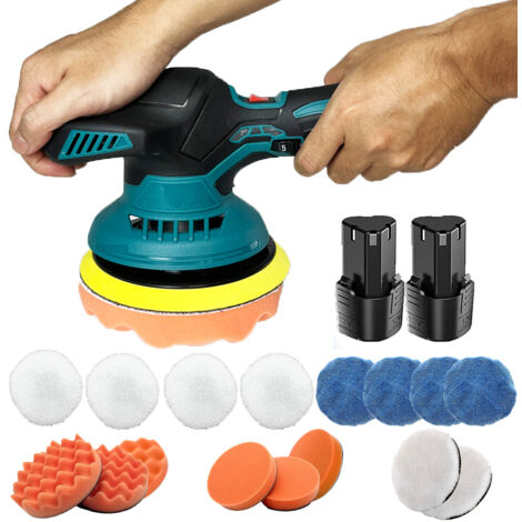 Polisher,6 Inch Cordless Car Polisher Sander Buffer,Electric Power Polishing Machine Waxer 6-Speed With Pads+2xBattery+Charger