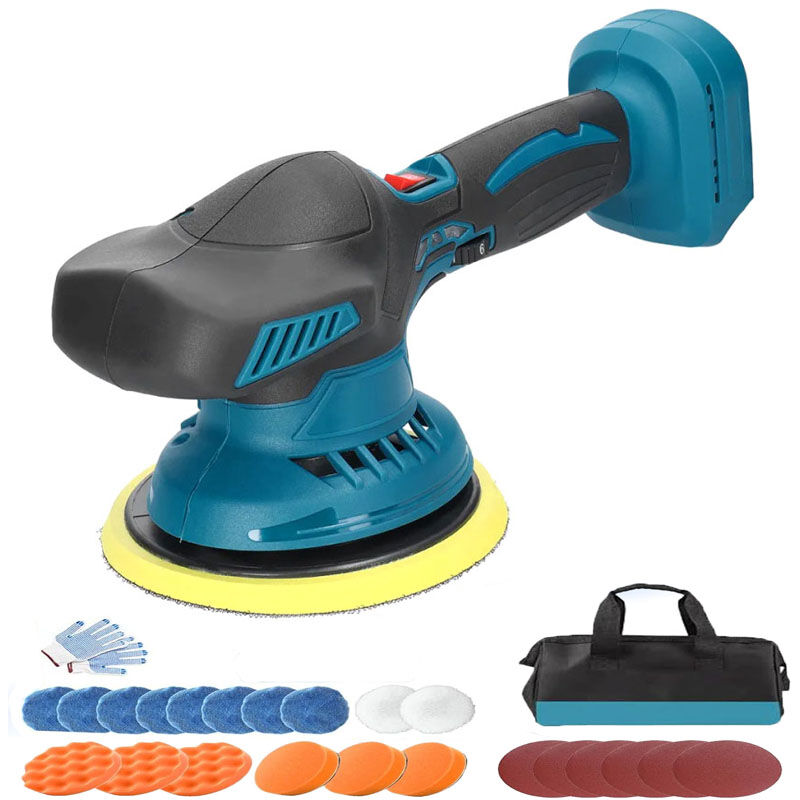 Polishing machine, 21V electric car polishing pad, wireless 6-speed polishing and cleaning of metal wax wood (without battery), compatible with