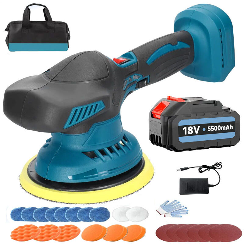 Mawiron - Polishing machine, 6 'cordless polishing and cleaning electric car polishing pad, made of metal wax wood, equipped with 5.5A battery and