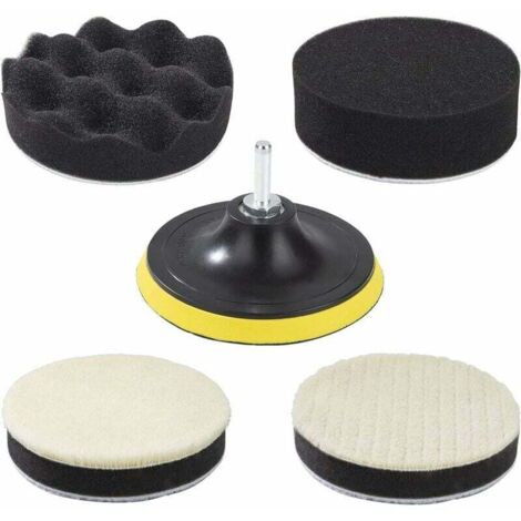 Polissage De Voiturekit D'Éponge De Polissage, Patins De Polissage Avec Adaptateur De Forage, 125Mm/5 Pouces, Disque Polissage, Tampons Polisseur Automobile Composé Pour La Voiture, Polisseuse Et Cira