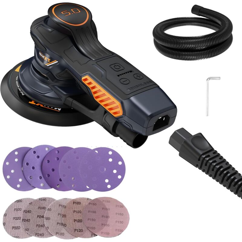 Ponceuse Excentrique,350W 6 vitesses variables Ponceuse orbitale 10000RPM,Papier de Verre