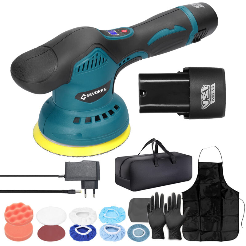 Geevorks - Polisseuse de voiture excentrique sans fil, Machine de polissage automatique électrique multifonctionnelle, épilation du métal, meulage du