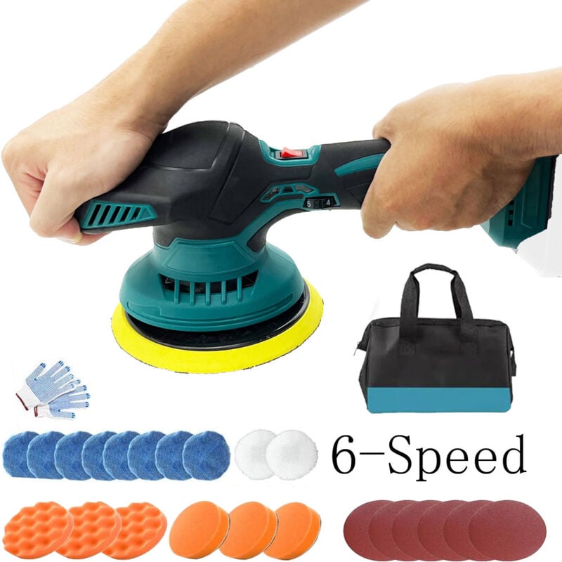 Polisseuse, ponceuse de voiture sans fil de 15,2 cm, machine à polir électrique à 6 vitesses avec accessoire de tampons 18 , corps uniquement, pas de