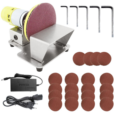 Polisseuse rotative électrique Ponceuse à disque de table avec 7 vitesses variables 20 pièces Disques abrasifs de 3 pouces pour le polissage, le meulage, la finition du bois et du plastique