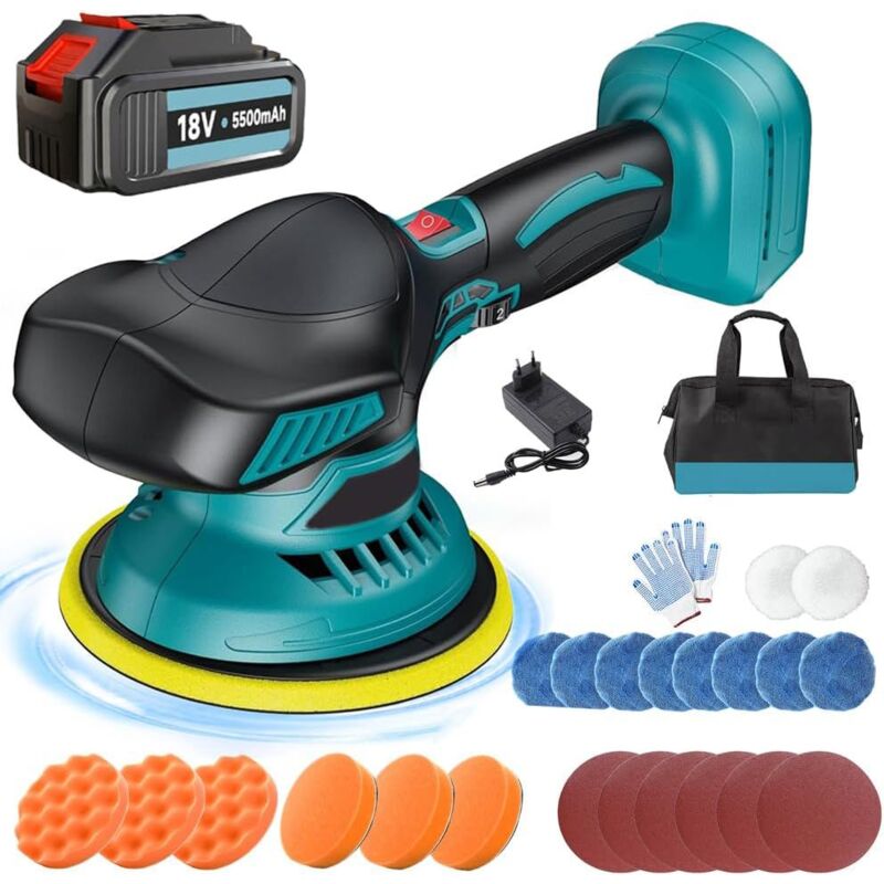 Polisseuse,Tampon de polissage de voiture électrique sans fil 6" de nettoyage de ponçage en bois de cire métallique, avec une batterie 5,5a &