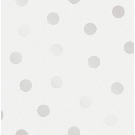Polka Dots Wallpaper Grey Silver Metallic Shimmer Off White Children's Modern