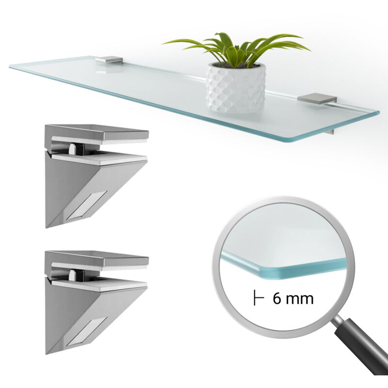 Tulup Glasregal Badezimmer Badregal Duschablage Glasablage Mit 6 Mm Dicke Wandregal Für Badezimmer Schlafzimmer - Metallhaltern Montiert - 40 Cm X 13 Cm