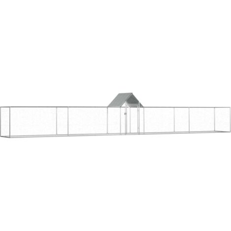 Pollaio 9 x 1 x 1,5 m tetto impermeabile in acciaio zincato 020001721