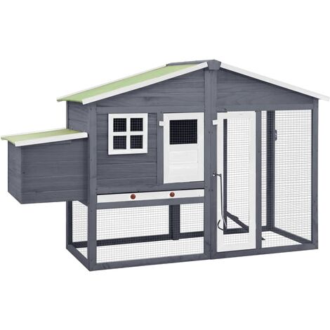 Pollaio con Casetta di Nidificazione in Legno Massello di Abete vari colori colore : Grigio bianco