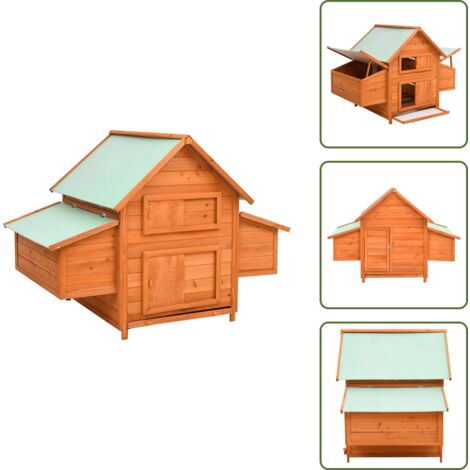 Pollaio con finestra - vidaXL Pollaio 150x96x110 cm in Legno Massello di Abete - Pollaio con cassetta nido