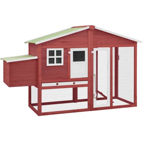 Pollaio con nido 191 x 67 x 117 cm legno massello di abete rosso e bianco 020001676