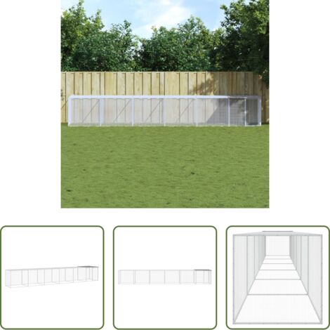 Pollaio con tetto -  Gabbia Polli Tetto Grigio Chiaro 603x98x90 cm Acciaio Zincato