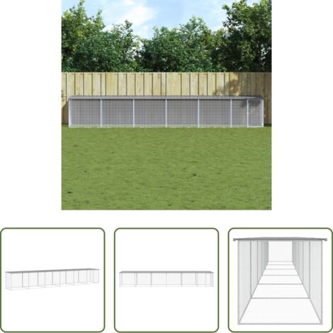 Pollaio con tetto -  Gabbia Polli Tetto Grigio Chiaro 603x98x90 cm Acciaio Zincato