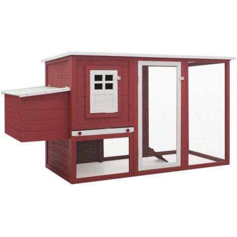 Pollaio da esterno con 1 cassetta nido 202 x 75 x 98 cm legno rosso 020001700