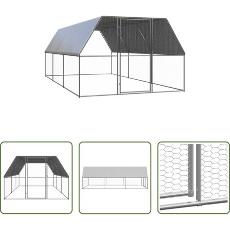 Pollaio da esterno -  Gabbia per Polli da Esterno 3x6x2 m in Acciaio Zincato
