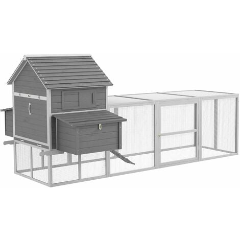 Pollaio da Giardino con Casetta per Galline Rampa e Area Aperta 310,5x149,5x149 cm  Grigio
