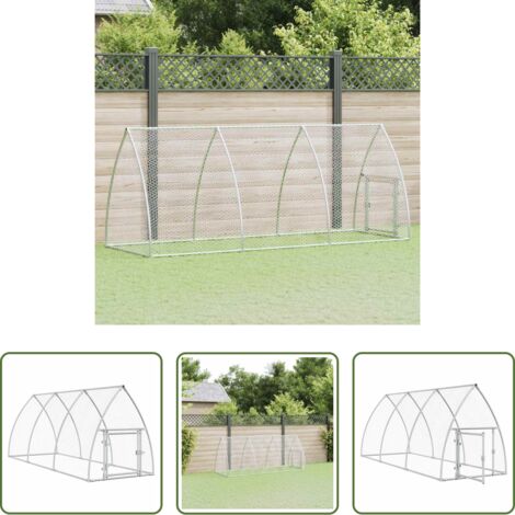 Pollaio esterno -  Gabbia per Polli Argento 300x105x120 cm in Acciaio Zincato