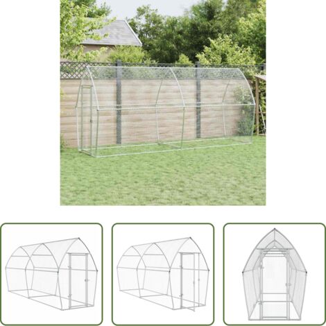 Pollaio esterno -  Gabbia per Polli Argento 400x105x182 cm in Acciaio Zincato