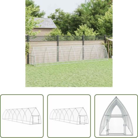 Pollaio esterno -  Gabbia per Polli Argento 600x105x120 cm in Acciaio Zincato