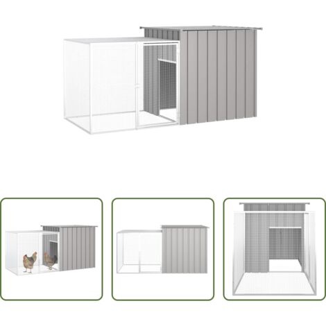 Pollaio in acciaio zincato -  Gabbia per Polli grigio 200x91x100 cm Acciaio Zincato