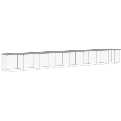 Pollaio/recinto per polli con tetto trasparente 803 x 98 x 90 cm acciaio zincato grigio 020043989