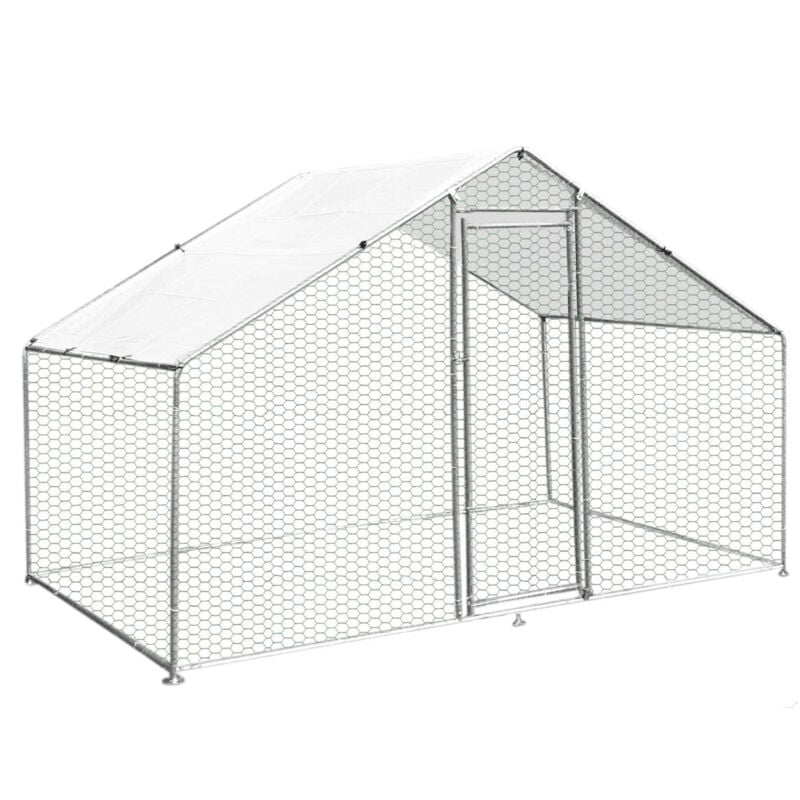 MontserShop - Pollaio Recinzione Recinto per Capi Pollame Galline Polli Aia Animali Stia Gabbia con Tettoia Impermeabile 3x2x2m