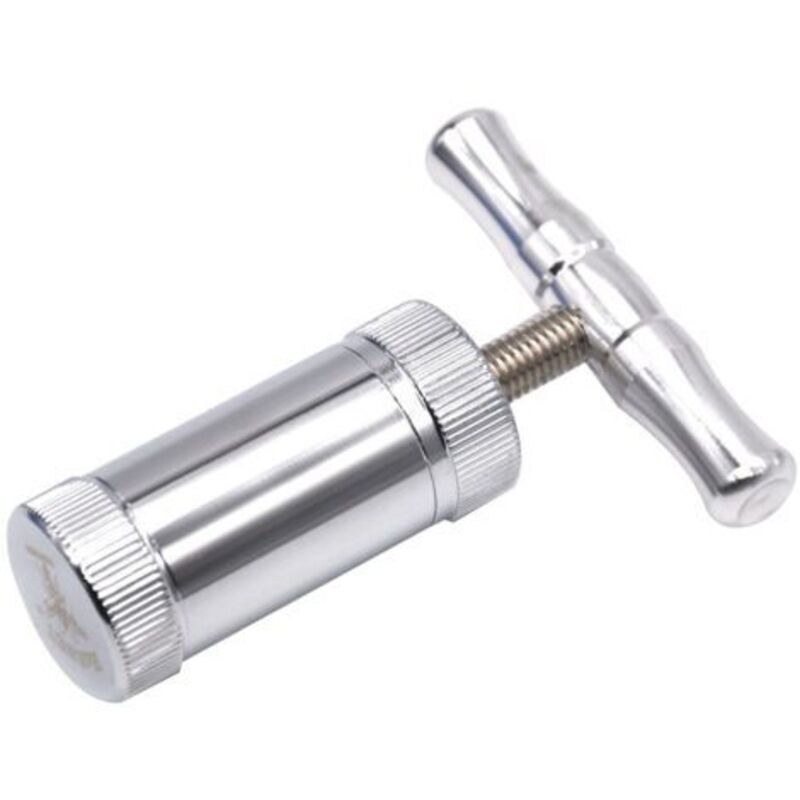 Pollen press tool, stainless steel T-shaped pollen press tool, portable single-handle pollen compressor, silver
