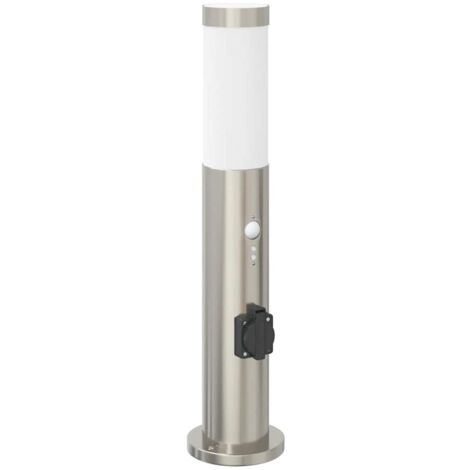 Pollerleuchte mit Sensor und Steckdose 50 cm Edelstahl IP44 vidaXL