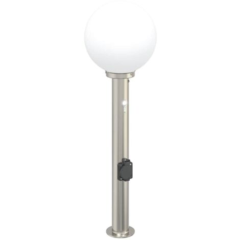 Pollerleuchte mit Sensor&Steckdose 80 cm Edelstahl IP44 vidaXL