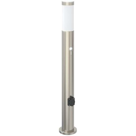 Pollerleuchte mit Sensor&Steckdose 80 cm Edelstahl IP44 vidaXL