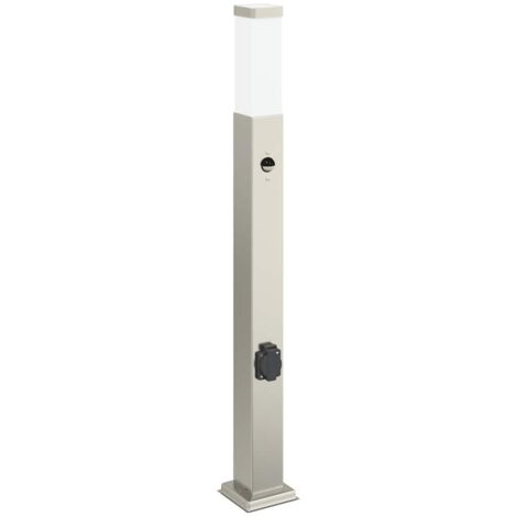 Pollerleuchte mit Sensor&Steckdose 80 cm Edelstahl IP44 vidaXL