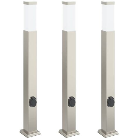 Pollerleuchten mit Auslass 3 Stk. 80 cm Edelstahl IP44 vidaXL