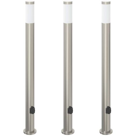 Pollerleuchten mit Auslass 3er 110 cm Edelstahl IP44 vidaXL