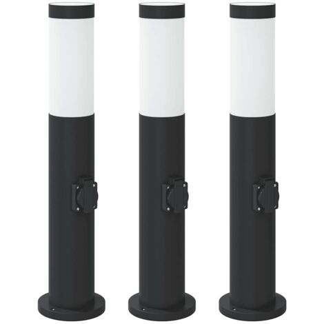 Pollerleuchten mit Auslass 3er 50 cm Edelstahl IP44 vidaXL