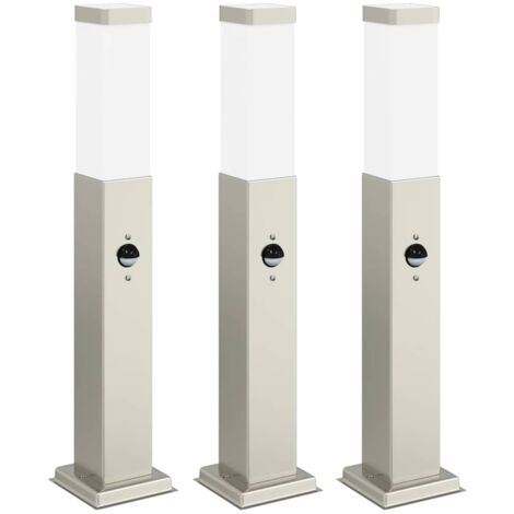 Pollerleuchten mit Sensor 3 Stk. 50 cm Edelstahl IP44 vidaXL