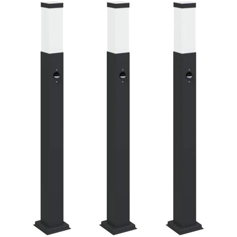 Pollerleuchten mit Sensor 3 Stk. 80 cm Schwarz IP44 vidaXL