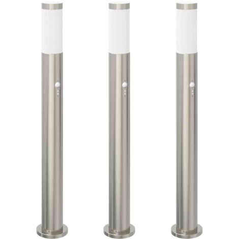 Pollerleuchten mit Sensor 3er 80 cm Edelstahl IP44 vidaXL
