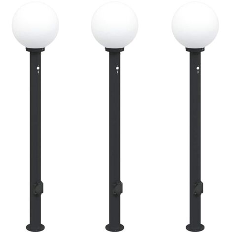 Pollerleuchten mit Sensor und Steckdose 3 Stk. 120 cm Schwarz IP44 vidaXL