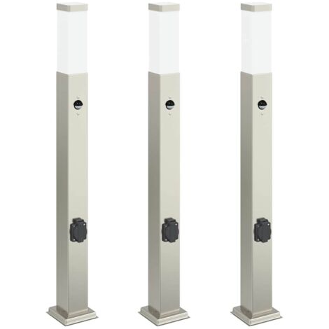 Pollerleuchten mit Sensor&Steckdose 3 Stk. 80 cm Edelstahl IP44 vidaXL