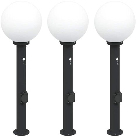Pollerleuchten mit Sensor&Steckdose 3 Stk. 80 cm Schwarz IP44 vidaXL